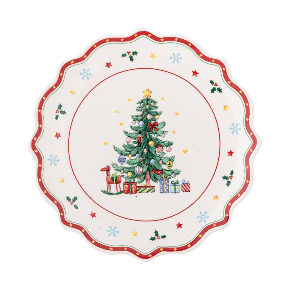 assiett jul julporslin med gran Bloomingville